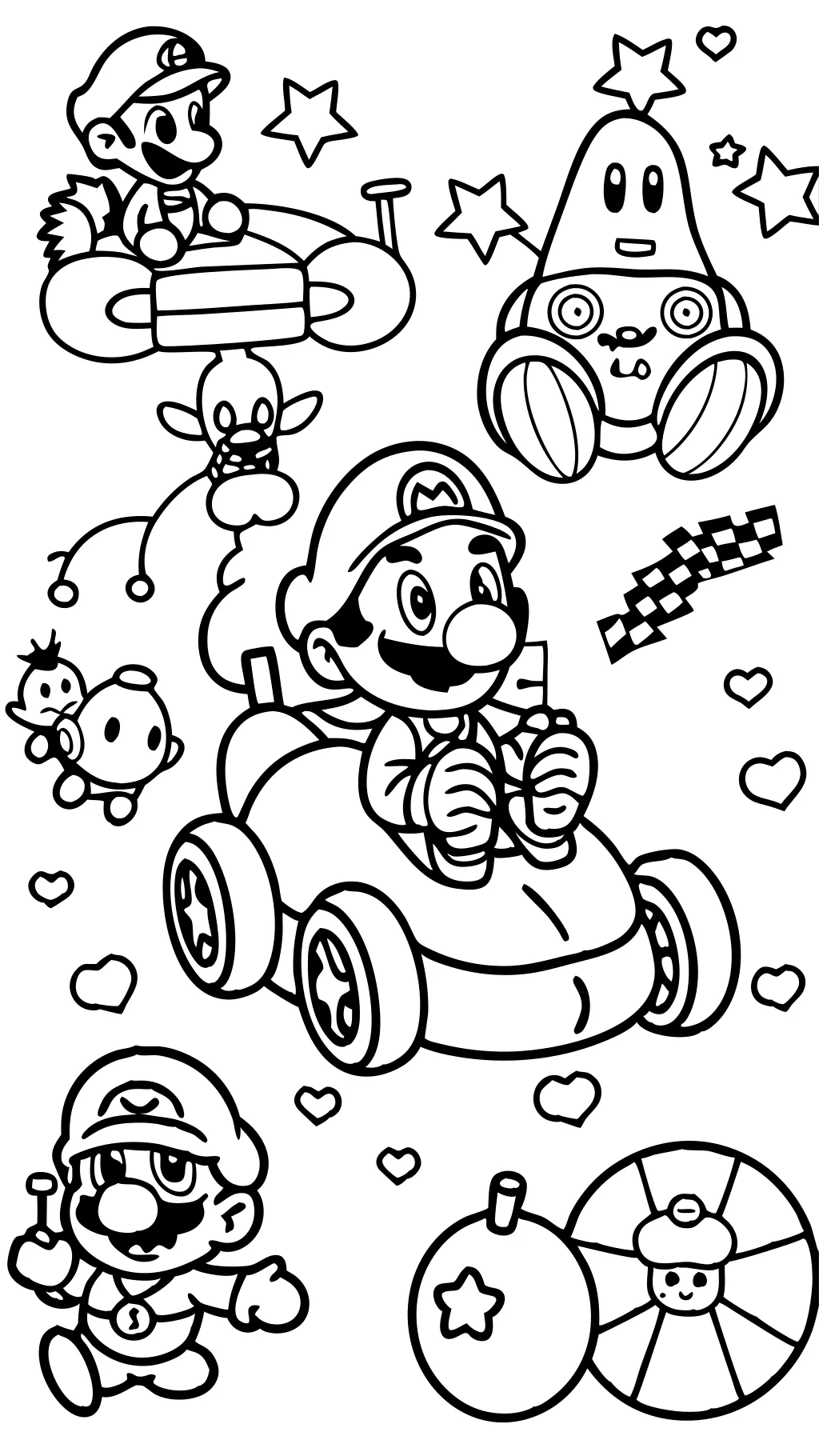 Página para colorear de Mario Cart